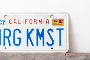1988 California Vanity License Plate ORG KMST Organic Chemist Vintage Wall Decor