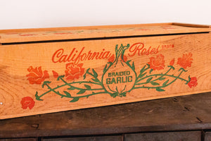 California Roses Garlic Box Vintage Kitchen Advertising Decor