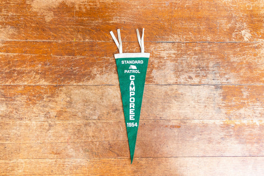 1954 Boy Scouts Camporee Felt Pennant Vintage Green Wall Decor