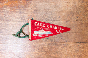 Cape Charles Virginia Red Felt Pennant Vintage VA Wall Decor - Eagle's Eye Finds