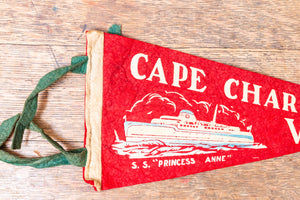 Cape Charles Virginia Red Felt Pennant Vintage VA Wall Decor - Eagle's Eye Finds
