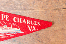Load image into Gallery viewer, Cape Charles Virginia Red Felt Pennant Vintage VA Wall Decor - Eagle&#39;s Eye Finds
