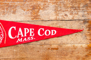 Cape Cod Massachusetts Red Felt Pennant Vintage Nautical Wall Decor