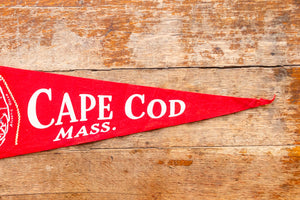 Cape Cod Massachusetts Red Felt Pennant Vintage Nautical Wall Decor
