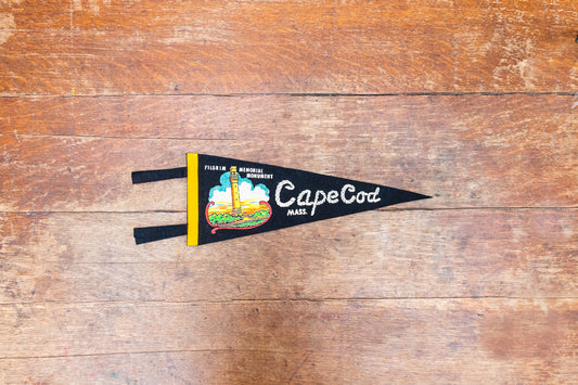 Cape Cod Massachusetts Black Felt Pennant Vintage Nautical Wall Decor