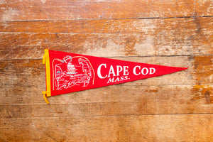 Cape Cod Massachusetts Red Felt Pennant Vintage Nautical Wall Decor
