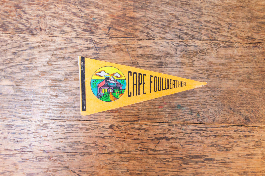 Cape Foulweather Oregon Coast Felt Pennant Vintage Mini OR Yellow - Eagle's Eye Finds