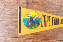 Load image into Gallery viewer, Cape Foulweather Oregon Coast Felt Pennant Vintage Mini OR Yellow - Eagle&#39;s Eye Finds
