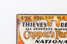 Load image into Gallery viewer, Early Capper&#39;s Farmer Tin Sign Vintage Farmhouse Decor - Eagle&#39;s Eye Finds

