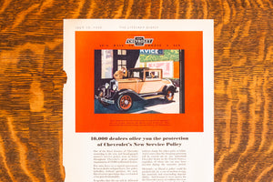 1930 Chevrolet Six Car Ad Vintage Chevy Sport Coupe Automobile Ephemera