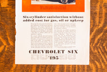 Load image into Gallery viewer, 1930 Chevrolet Six Car Ad Vintage Chevy Automobile Ephemera
