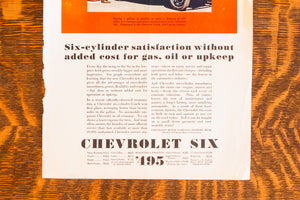 1930 Chevrolet Six Car Ad Vintage Chevy Automobile Ephemera