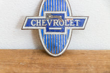 Load image into Gallery viewer, Chevy Radiator Badge Vintage Porcelain Enamel Chevrolet - Eagle&#39;s Eye Finds
