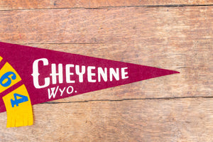 Cheyenne Wyoming Felt Pennant Vintage Maroon WY Wall Decor - Eagle's Eye Finds