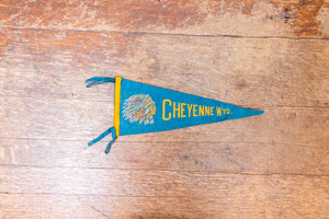 Cheyenne Wyoming Blue Felt Pennant Vintage WY Wall Decor - Eagle's Eye Finds
