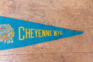 Cheyenne Wyoming Blue Felt Pennant Vintage WY Wall Decor - Eagle's Eye Finds