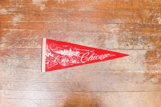 Chicago Felt Pennant Vintage Illinois Red Wall Decor