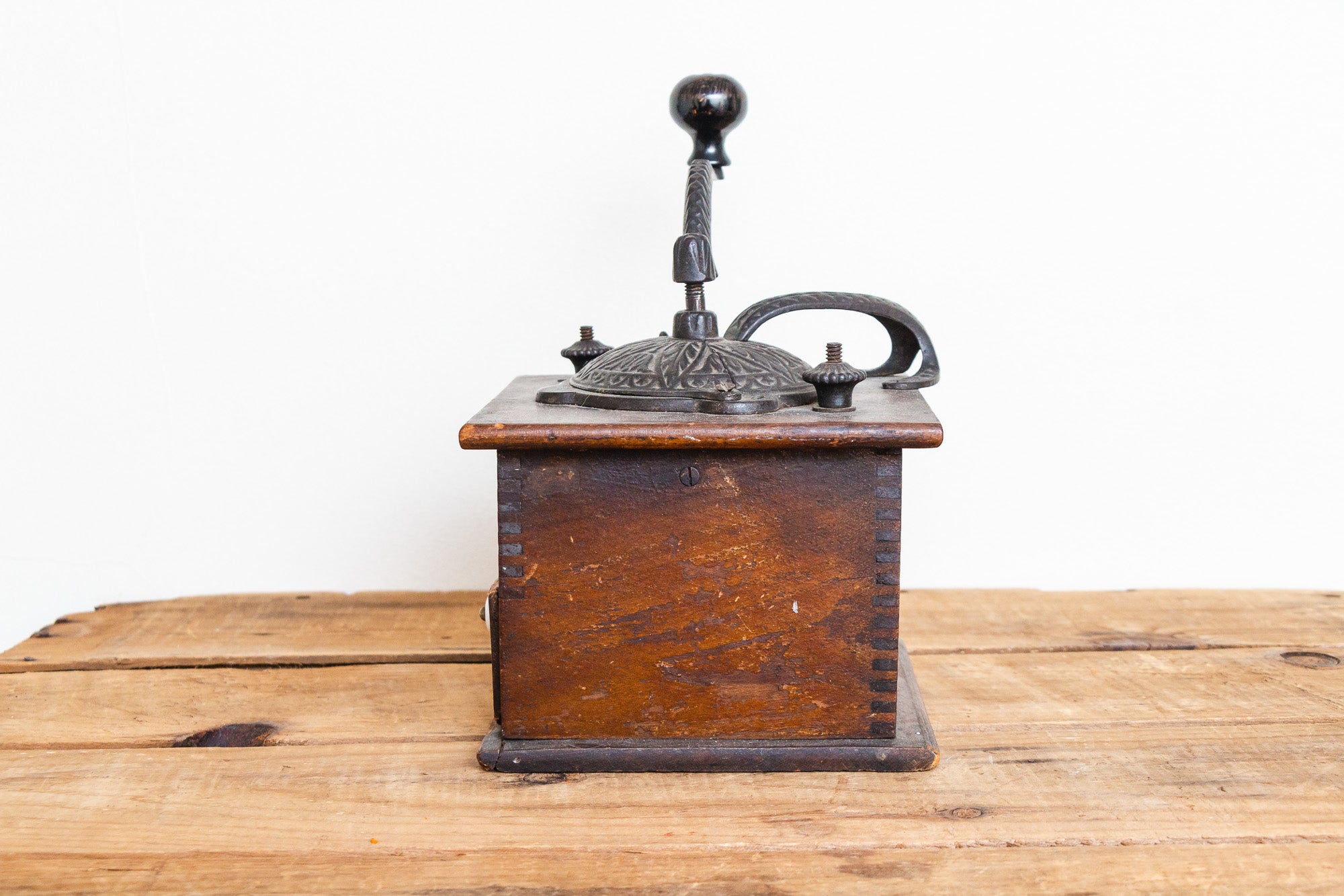 Vintage Coffee Grinder Wood With Copper Front Farmhouse Kitchen Decor Made  in West Germany 