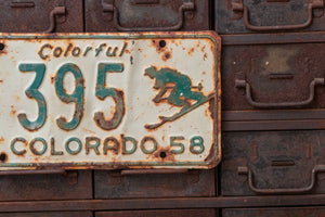 Colorado 1958 Skier License Plate Vintage Wall Hanging Decor - Eagle's Eye Finds