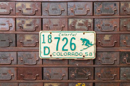Colorado 1958 Skier License Plate Vintage Wall Hanging Decor 726 - Eagle's Eye Finds