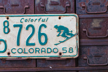 Load image into Gallery viewer, Colorado 1958 Skier License Plate Vintage Wall Hanging Decor 726 - Eagle&#39;s Eye Finds
