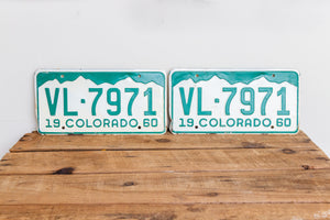 Colorado 1960 License Plate Pair Vintage White CO Wall Hanging Decor - Eagle's Eye Finds
