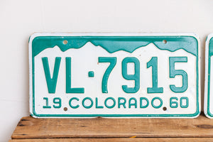 Colorado 1960 License Plate Pair Vintage Green and White CO Wall Hanging Decor VL-7915 - Eagle's Eye Finds