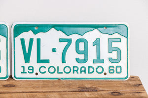 Colorado 1960 License Plate Pair Vintage Green and White CO Wall Hanging Decor VL-7915 - Eagle's Eye Finds