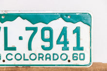 Load image into Gallery viewer, Colorado 1960 License Plate Vintage Green and White CO Wall Hanging Decor VL-7941 - Eagle&#39;s Eye Finds
