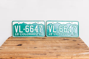 Colorado 1962 License Plate Pair Vintage Green CO Wall Hanging Decor - Eagle's Eye Finds