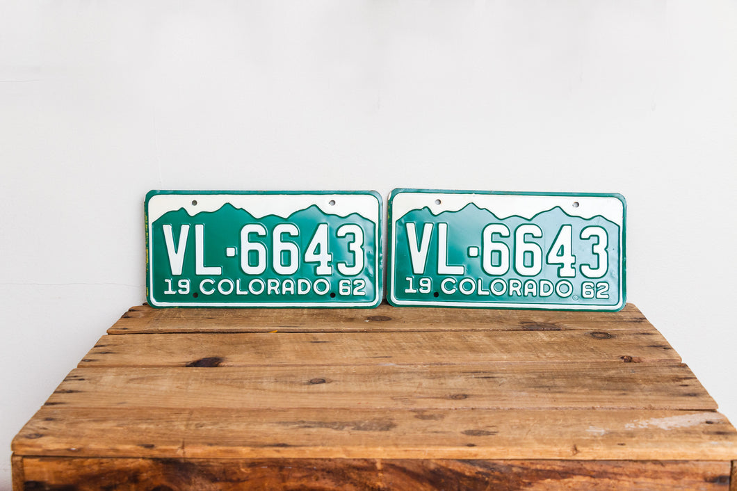 Colorado 1962 License Plate Pair Vintage NOS Green CO Wall Hanging Decor - Eagle's Eye Finds