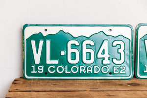 Colorado 1962 License Plate Pair Vintage NOS Green CO Wall Hanging Decor - Eagle's Eye Finds