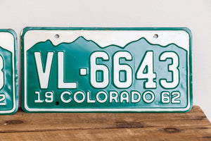 Colorado 1962 License Plate Pair Vintage NOS Green CO Wall Hanging Decor - Eagle's Eye Finds