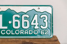 Load image into Gallery viewer, Colorado 1962 License Plate Pair Vintage NOS Green CO Wall Hanging Decor - Eagle&#39;s Eye Finds
