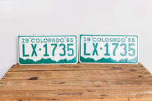 Load image into Gallery viewer, Colorado 1965 License Plate Pair Vintage White CO Wall Hanging Decor - Eagle&#39;s Eye Finds

