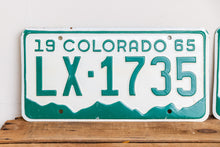 Load image into Gallery viewer, Colorado 1965 License Plate Pair Vintage White CO Wall Hanging Decor - Eagle&#39;s Eye Finds
