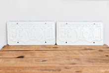 Load image into Gallery viewer, Colorado 1965 License Plate Pair Vintage White CO Wall Hanging Decor - Eagle&#39;s Eye Finds
