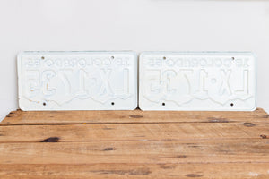 Colorado 1965 License Plate Pair Vintage White CO Wall Hanging Decor - Eagle's Eye Finds
