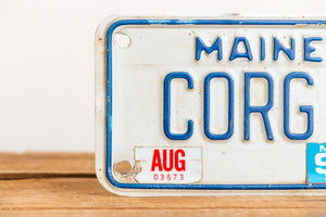 Corgi Maine Vanity Motorcycle License Plate Vintage Dog Wall Decor - Eagle's Eye Finds