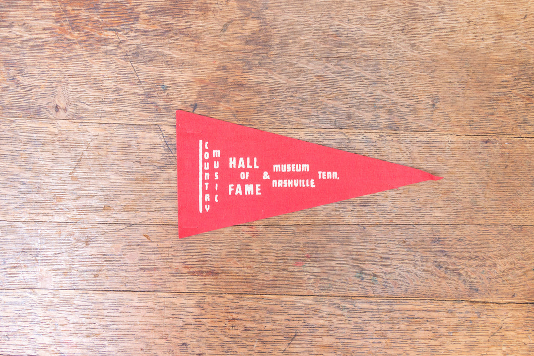 Country Music Hall of Fame Tennessee Felt Pennant Vintage Red Nashville Wall Decor - Eagle's Eye Finds