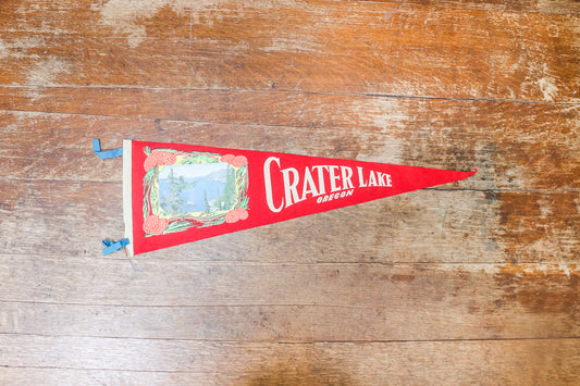 Crater Lake National Park Felt Pennant Vintage Oregon Travel Wall Decor