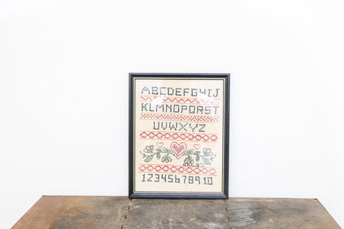 Alphabet Cross Stitch Embroidery Sampler Vintage Wall Decor - Eagle's Eye Finds