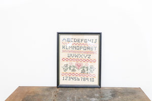 Alphabet Cross Stitch Embroidery Sampler Vintage Wall Decor - Eagle's Eye Finds