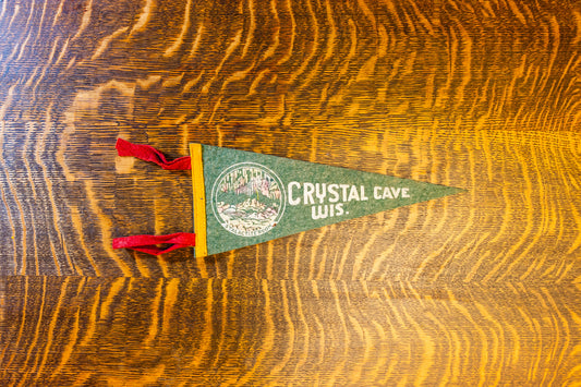 Crystal Caves Wisconsin Felt Pennant Vintage Green WI Wall Decor