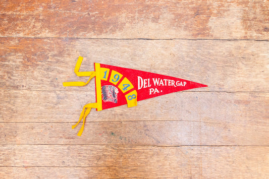 1948 Del Water Gap PA Felt Pennant Vintage Red Pennsylvania  Wall Decor