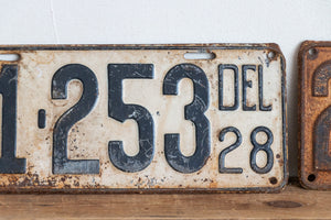 Delaware 1928 License Plate Pair Vintage YOM Original Paint Car Decor 21-253 - Eagle's Eye Finds