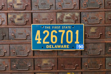 Load image into Gallery viewer, Delaware 1990 License Plate Vintage Blue Wall Decor - Eagle&#39;s Eye Finds
