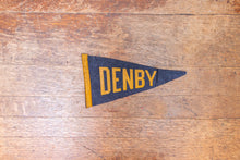 Load image into Gallery viewer, Denby High School Detroit Blue and Yellow Felt Pennant Vintage Michigan Decor - Eagle&#39;s Eye Finds
