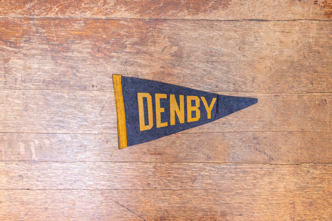 Denby High School Detroit Blue and Yellow Felt Pennant Vintage Michigan Decor - Eagle's Eye Finds