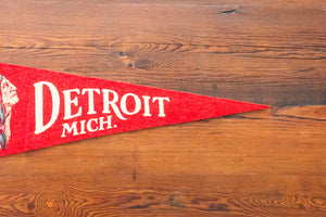 Detroit MI Red Felt Pennant Vintage Michigan Wall Hanging Decor